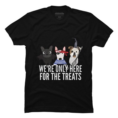 Men's Design By Humans Dog Halloween - We're Only Here For The Treats By PedigreePrints T-Shirt