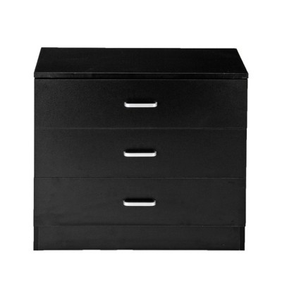 GlasFlength Utility Storage Cabinets Three Drawer Dresser with Modern Simple Design for Bedroom Living Room, Black, 25.98"*12.96"*22.04"