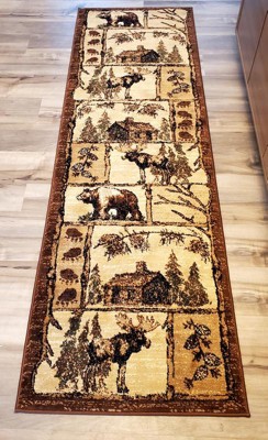 Masada Rugs Western Area Rug Design 370 Lodge Brown (2 Feet 4 Inch X 10 Feet  9 Inch) Runner : Target