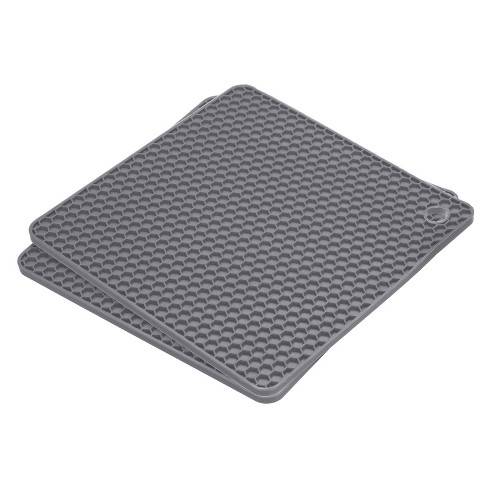 Unique Bargains Silicone Trivet Mats 2pcs Square Heat Resistant Non-Slip  Drying Mat for Kitchen Counter Table -Deep Gray