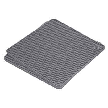 Unique Bargains Silicone Trivet Mats 2pcs Square Heat Resistant Non-Slip Drying Mat for Kitchen Counter Table -Deep Gray