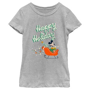 Girl's Mickey & Friends Happy Holiday Sled T-Shirt - 1 of 4