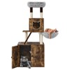 2-in-1 Modern Cat Tree with Litter Box Enclosure - Large Wooden Hidden Litter Box Furniture for Indoor with Plush Perch, Condo, Hammock, Cave - 2 of 4