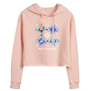 Women's - Frozen 2 - Magic Of Snowflake Christmas Cropped Graphic Hoodie - 1 of 3