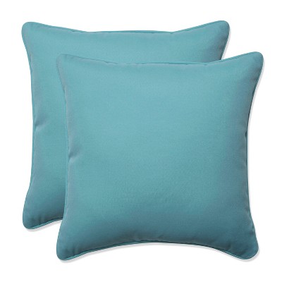 16.5" 2pk Radiance Pool Throw Pillows Blue - Pillow Perfect: Weather-Resistant, Modern Square Patio Deco