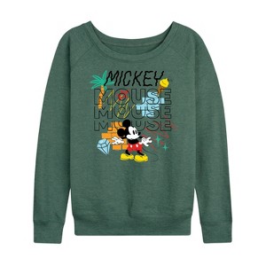 Women's - Disney - Mickey Mouse Lightweight French Terry Wide Neck Long Sleeve Shirt - 1 of 4