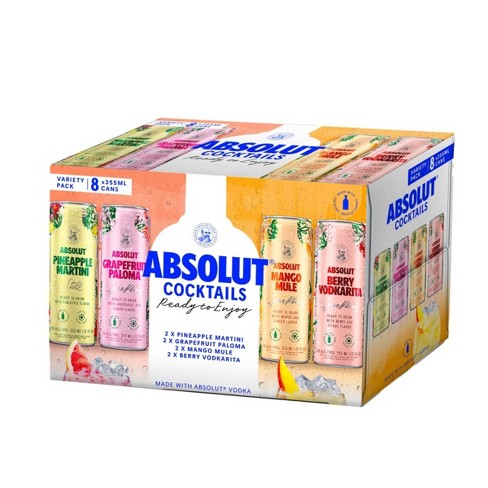 Absolut Variety Pack- 8pk/355ml Cans : Target