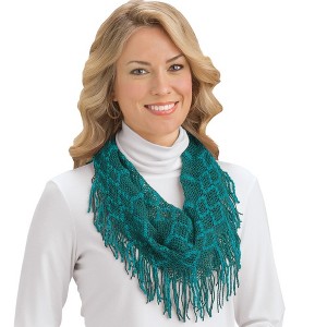 Collections Etc Soft Crochet Knit Infinity Scarf with Tassel Fringe - Dress Up Any Outfit With This Warm Accent - 1 of 3