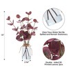 13" Artificial Eucalyptus Stems in Vase (2Pack), Faux Eucalyptus with Double-Sided Magenta Leaves, Realistic Fake Greenery with Hemp Rope & Faux Water - 2 of 4