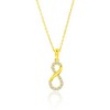 Bella Silver Sterling Silver, Polished & CZ Infinity Necklace & Earrings Set - Gold Plated - Gold - 16+2 Inch - 3 of 4