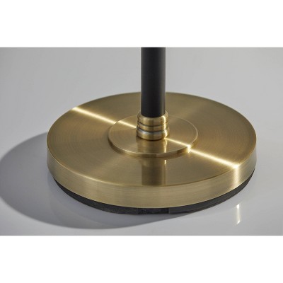 71" Black and Antique Brass Torchiere Floor Lamp with Frosted Glass Shade