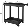 Utility Service Cart with Wheels and Lipped Shelves, 2-Shelf Outdoor Prep Cart for Home, Office, Patio Grilling, Backyard BBQ, 500lbs Capacity - 2 of 4