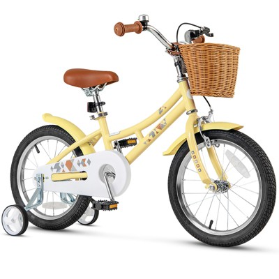 Safstar 16" Kid’s Bike with Height-Adjustable Handlebar & Saddle, Handbrake & Coaster Brake, Detachable Training Wheel, Gift for 4-7 Years Old Kids