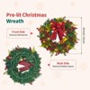24 In Christmas Wreath for Front Door, Artificial Holiday Wreath with Pine Cones, Berries and Bow, Home Christmas Decoration - 2 of 4