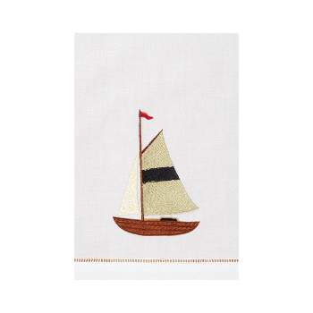 C&F Home Sailboat Embroidered Hemstitch Kitchen Towel
