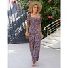 Whizmax Women's Summer Smocked Jumpsuits Casual Square Neck Short Sleeve High Waist Wide Leg Rompers with Pockets - 4 of 4