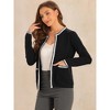 Allegra K Women's Contrast Color Knit Long Sleeve Open Front Sweater Cardigan - 3 of 4