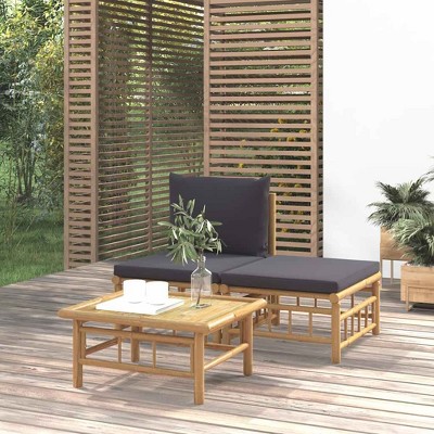 Lounge Set with Dark Gray Cushions BamboovidaXL