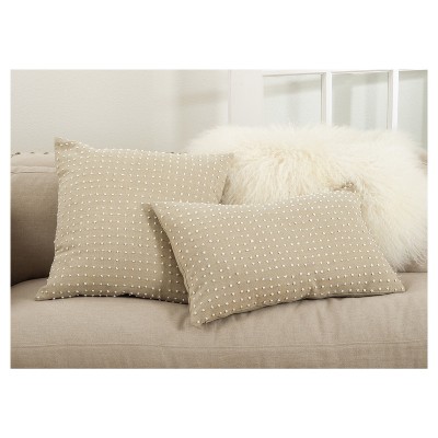 Petite Beige Cotton Down Fill Accent Pillow