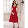 INSPIRE CHIC Women's Sleeveless Spaghetti Strap Floral Mesh A-Line Midi Dress - 3 of 4