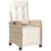 vidaXL Reclining Patio Chair with Footrest Beige Poly Rattan - 2 of 4
