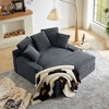 XIYUYEU Modern Double Sleeper Sofa, Corduroy Upholstered Cloud Sofa Couch with Square Armrests for Living Room, Bedroom, Dark Gray - 3 of 4