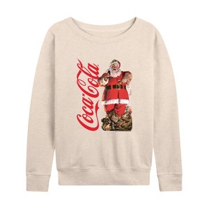 Women's - Coca-Cola - Vintage Santa Claus with Presents Lightweight French Terry Wide Neck Long Sleeve Shirt - 1 of 4