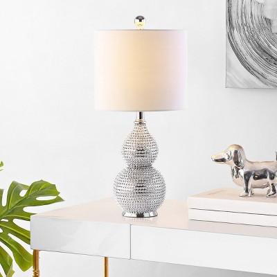 Clarabel Silver 20-Inch Table Lamp with Off-White Shade