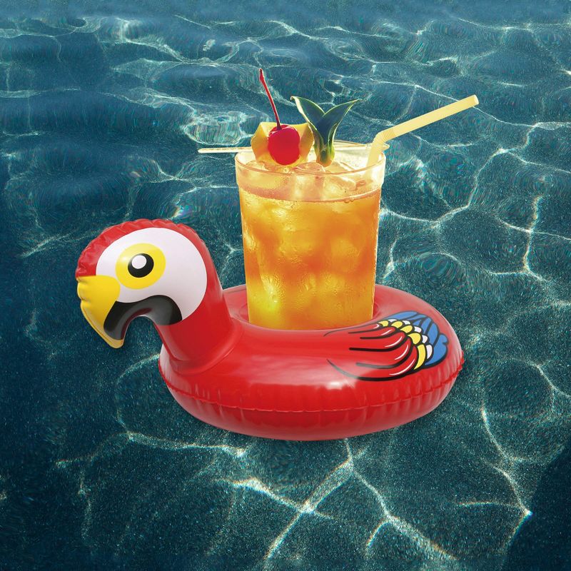 Northlight 10" Inflatable Parrot Swimming Pool Floating Drink Holder, 2 of 3