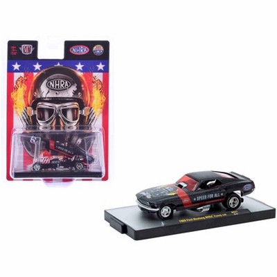 1969 Ford Mustang NHRA Funny Car Black Metallic with Red Stripes and Graphics Limited Ed 1/64 Diecast Model car by M2 Machines