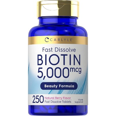 Carlyle Biotin 5000mcg | 500 Fast Dissolve Tablets | Natural Berry Flavor