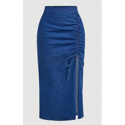 TIME HOLLOW Chic Frayed Hem A-Line Skirt