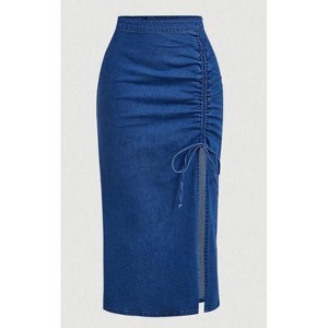 TIME HOLLOW Chic Frayed Hem A-Line Skirt - 1 of 3