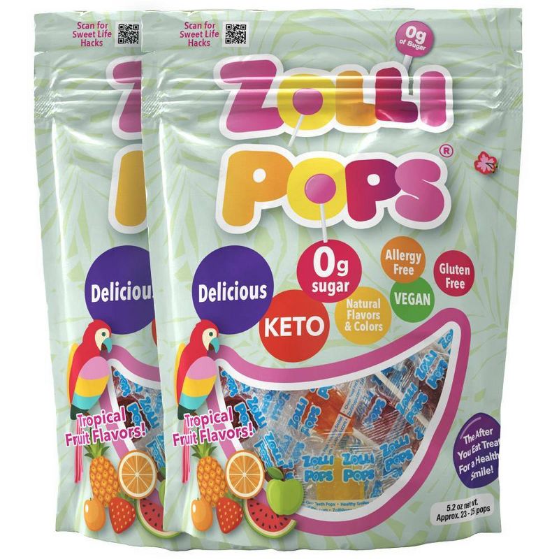 Zolli Pops Tropical Sugar Free Lollipops Candy Double - 5.2oz/2pk, 6 of 9