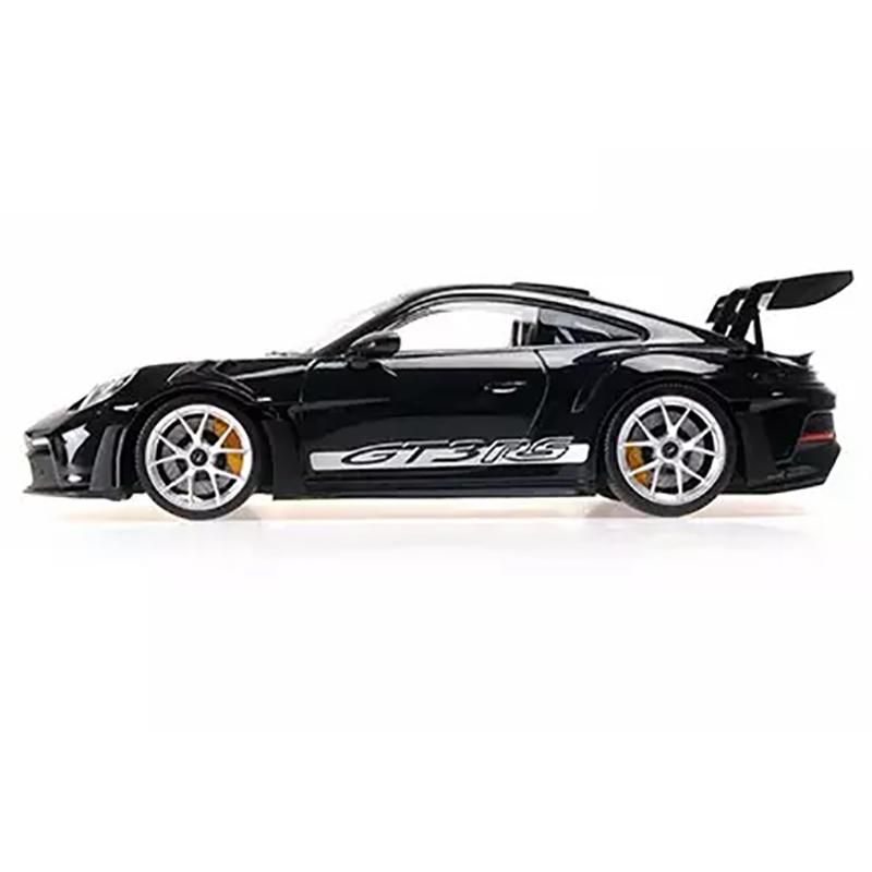 2023 Porsche 911 (992) GT3 RS Black with Carbon Top and Hood Stripes Limited Ed to 300 pcs 1/18 Diecast Model Car by Minichamps, 2 of 4