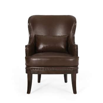 Mantua Contemporary Upholstered Accent Chair with Nailhead Trim Dark Brown - Christopher Knight Home