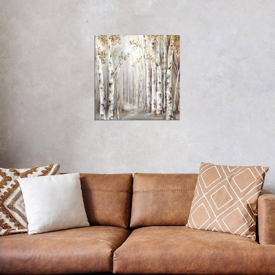 Sunset Birch Forest Landscape Canvas Print Wall Art