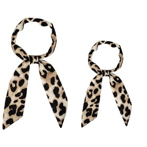 Allegra K Women's Skinny Leopard Printed Hairband Long Neckerchief Neck Scarf 2Pcs - 1 of 4