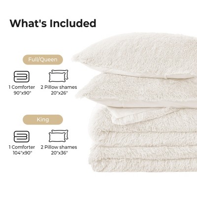 Peace Nest Fluffy Shaggy Faux Fur Comforter Set, Fuzzy Plush Bedding Set, Cream, Queen — фото 5