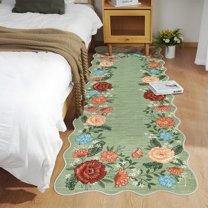 Modern Washable Area Rug, Soft Floral Floor Cover with Non Slip Backing, Low Pile Stain Resistant Floor Carpet for Living Room - 1 of 4