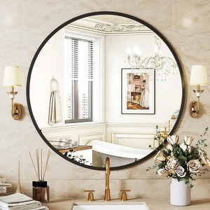 Round Wall Mirror for Bathroom Over Sink, Vanity and Entryway Decor - 1 of 4