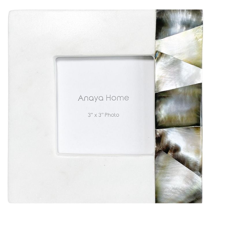 Grey Mother of Pearl White Marble Picture Frame - Anaya, 4 of 12