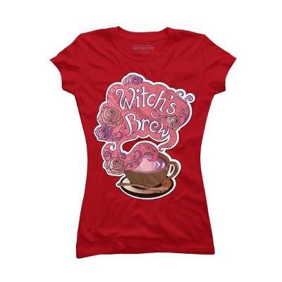 Junior's Design By Humans Witch's Brew Cup of Coffee Pretty Halloween Concoction Shirt By TronicTees T-Shirt