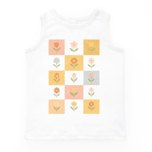The Juniper Shop Checkered Floral Chart Youth Tank Top - XL - White - 1 of 4