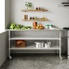 Flash Furniture Rawcliffe Stainless Steel Prep and Work Table 24"x 48" with 1.5" Backsplash, 2 Galvanized Steel Undershelves and 4 Casters, 2 Locking - 2 of 4