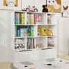 Toy Storage Organizer with 2 Movable Drawers, Multi-Functional 7 Shelf Kids Bookcase with 2 Hooks - 3 of 4