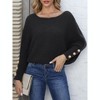 Coolmee Women's Off Shoulder Sweaters Fall Fashion Solid Long Batwing Sleeve Loose Fit Ribbed Knit Tops Casual Pullovers Jumpers L Black - 2 of 4