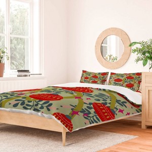 Deny Designs King Viviana Gonzalez Retro kitsch Duvet Cover and Pillow Sham Red - 1 of 4