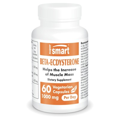 SuperSmart Beta-Ecdysterone 1000mg per Day - Cyanotis Vaga Extract - Sport & Endurance | Non-GMO & Gluten Free - 60 Vegetarian Capsules