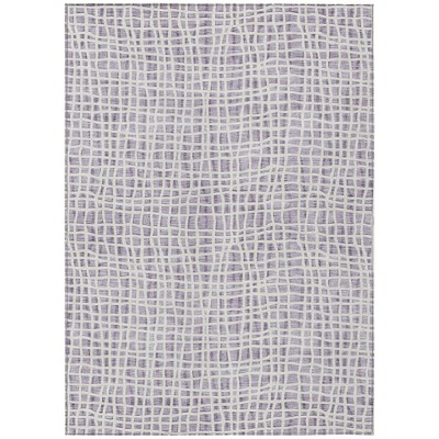 Lilac Purple And Ivory Striped Washable Indoor Outdoor Area Rug
